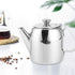 Stainless Steel Teapot, Round Coffee Tea Pot Water Kettle for Kitchen, Hotel, Restaurant, Conference Room (Silver)