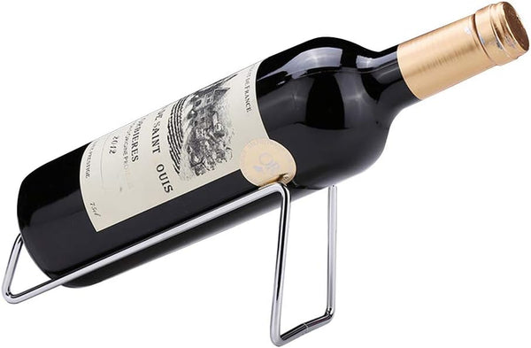 Metal Wine Rack Freestanding, Geometric Design Tabletop Holder for Wine Bottle Storage, Perfect Countertop Stand