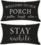 PANDICORN Welcome to Our Porch Stay Awhile Farmhouse Black and White Outdoor