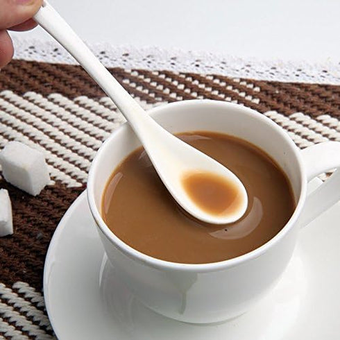 AKOAK 5-Inch White Ceramic Spoon - Ideal for Coffee, Tea, Yogurt, and Desserts