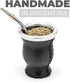 BALIBETOV Leather & Glass Yerba Mate Gourd Set with Yerba Mate Bombilla