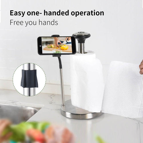 Paper Towel Holder, Standing Weighted Base Non-Slip Stainless Steel Dispenser for Kitchen Countertop and Tabletop