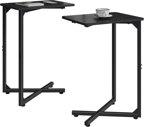 NEFROM C-Shaped End Tables, Sofa TV Trays Set of 2, Small Couch Side