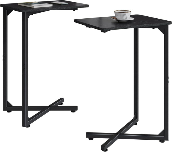 NEFROM C-Shaped End Tables, Sofa TV Trays Set of 2, Small Couch Side