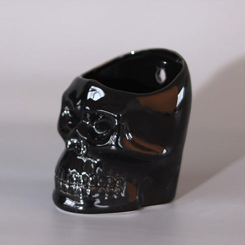 Vitbunana Skull-Shaped Toothbrush Holder, Skull Ceramic Small Storage Tube, Skull Pen Holder, Skull Succulent Flower