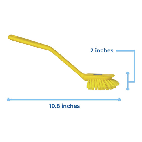 Vikan Yellow Dish Brush, Scraping Edge, Medium, 11", PP/PBT