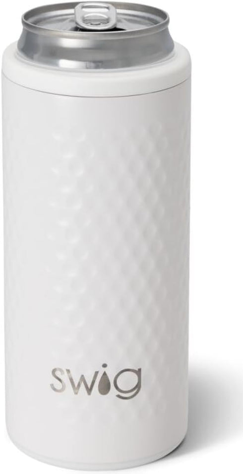 Swig Life Skinny Can Cooler - 12oz Insulated Slim Can Holder - Stainless Steel Cooler for Tall Beer Bottles (Golf Ball)