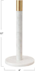 Bloomingville Modern Marble Paper Towel Holder with Brass Accent Band, White