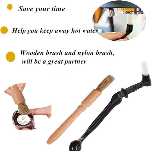 DXary 5 Pieces Coffee Brush Set, Professional Espresso Brush Kit for Coffee Machine Cleaning