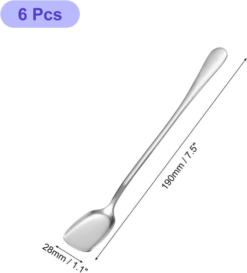 uxcell Set of 6 Stainless Steel Ice Cream Spoons, 7.5-Inch Yogurt Spoons Dessert Spoons Shovel Cake Spoons for Home, Kitchen, Restaurant, Silver