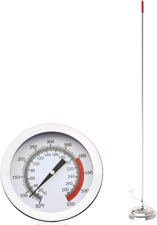 Lightbeam 16" Long Stem Deep Fry Thermometer with Clamp, Instant Read Dial for Deep Fry, Grill, Turkey