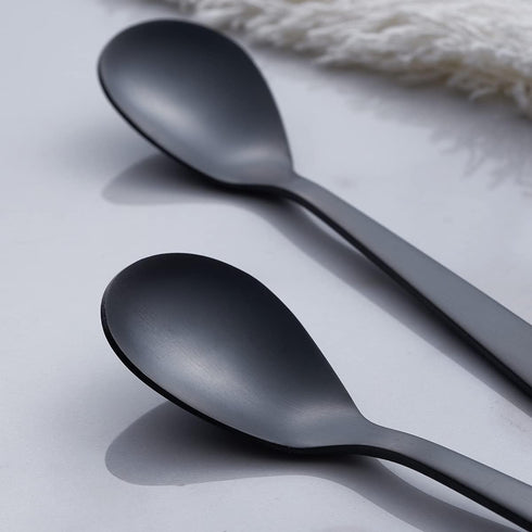 Matte Black Demitasse Espresso Coffee Spoons, Stainless Steel Mini Teaspoons, Set of 6