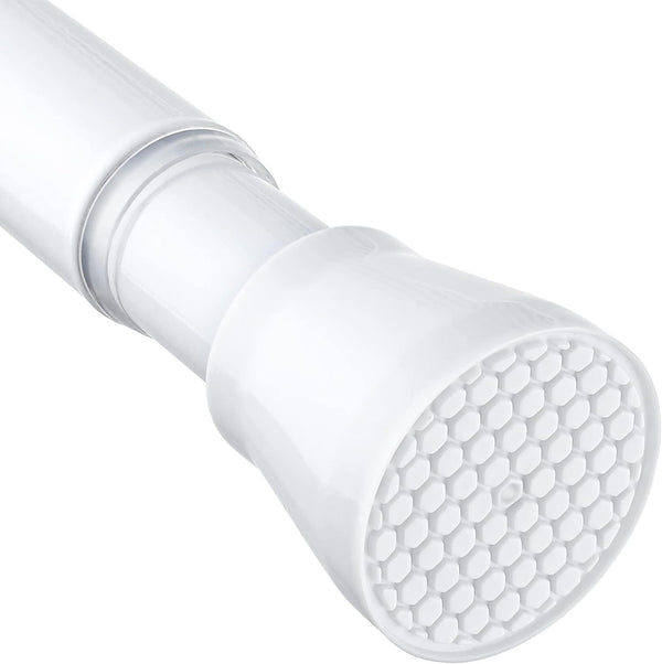 White Tension Curtain Rod for Windows, Adjustable 28 to 48 Inch, No Drilling, 7/8" for Bedroom Doorway