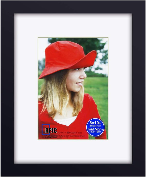 8x10 inch Picture Frames Made of Solid Wood with High Definition Glass, Display Pictures 5x7 with Mat or 8x10 Without