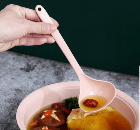 Eco-friendly Wheat Straw Cooking Spoons, Wheat Straw Soup Spoon for Cooking Utensils (Pink)