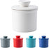 Butter Crock with Water Line - French Butter Dish with Lid, Ceramic Keeper for Fresh Spreadable Butter, White