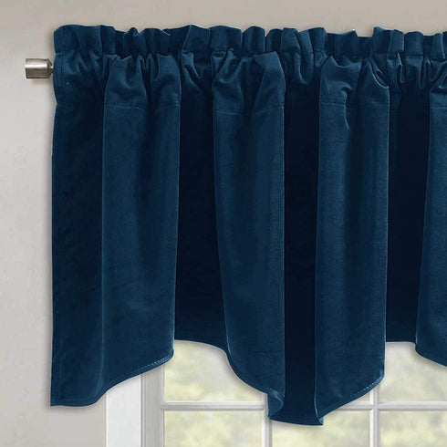 StangH Navy Blue Valances Curtains - Luxury Velvet Tier Curtains for Bedroom, Office Window Dressing