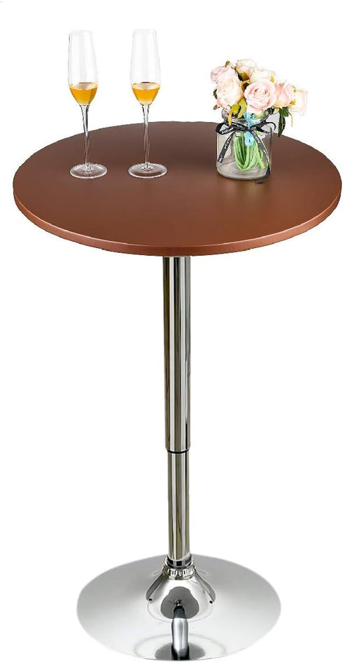 24 Inch JISEN Cocktail Waterproof Round Table Topper Cap Polyester Fitted Stretchable Tablecloth Cover D-Coffee