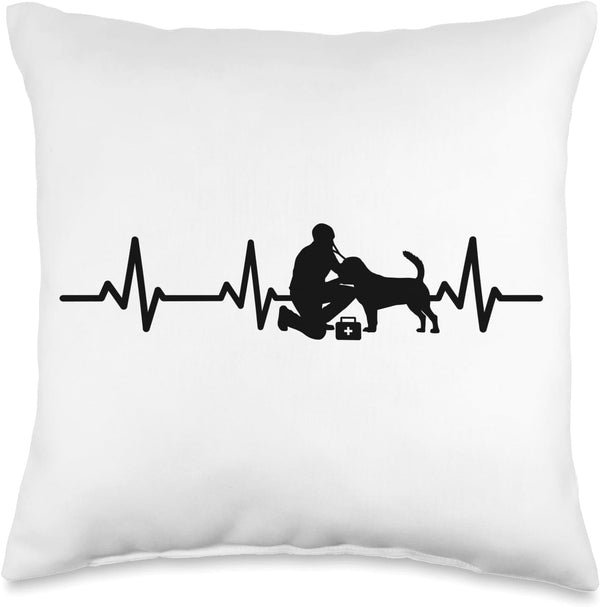 Veterinarian ECG Heartline Veterinary Assistant Pet Health Throw Pillow, 16x16, Multicolor