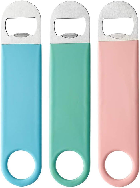 JXS 3 Pack 7" Heavy Duty Stainless Steel Flat Bottle Opener, Well-Made Long Neck Opener