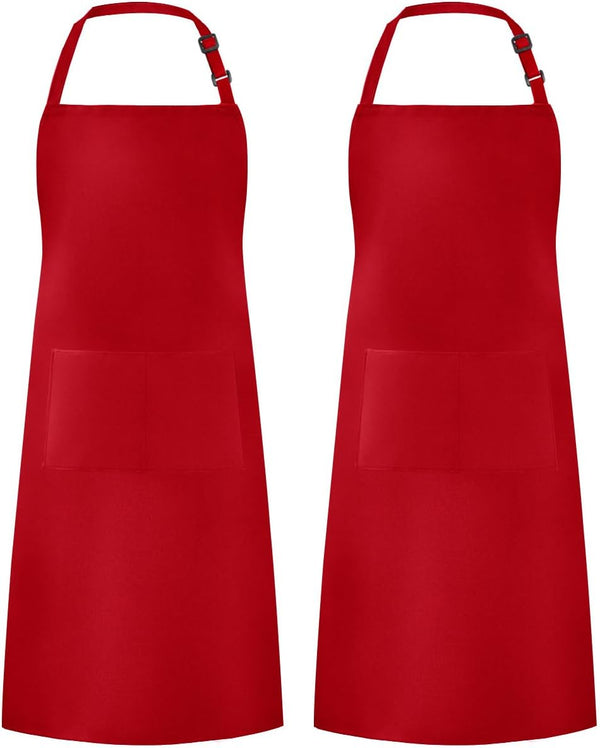 Syntus 2 Pack Adjustable Bib Apron, Waterdrop Resistant with 2 Pockets for Cooking Kitchen