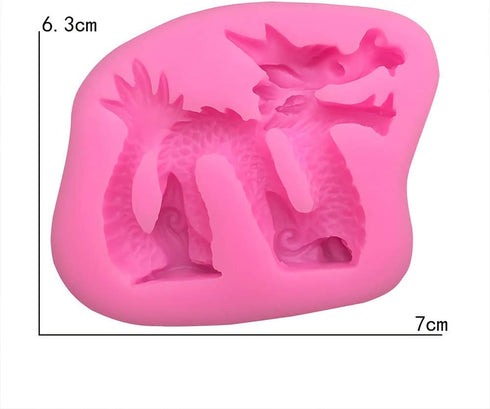 2Pcs/Set 3D Dragon Fondant Mold - Chinese Zodiac Dragon Silicone Gum Paste Sugar Craft Mold for Cake Decorating