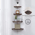 Corner Shelf, Solid Oak Wood Floating Corner Shelf Wall Mount Round End Floating Speaker with Wire Hole for Small Plant