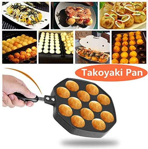 Iwatani Takoyaki Grill Pan, Large Octopus Ball Pan, 12 Cavities Non-Stick Aluminum, Big Takoyaki Maker