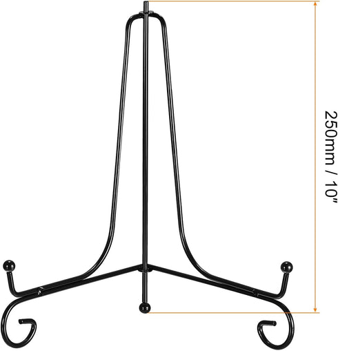 uxcell Plate Stand for Display, 10 Inch 2Pcs Iron Decorative Plate Holder Metal Easel Folding Display Stand for Photo Picture Frame, Black