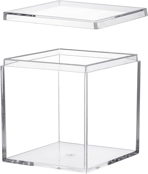 Acrylic Box with Lid, 4 Pack Small Square Container 2.2x2.2x2.2 Inch for Candy, Pill, and Tiny Jewelry Storage