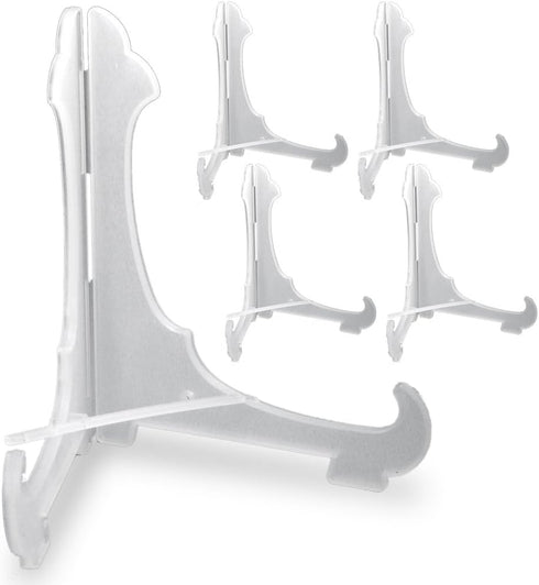 Clear Frosted 7"H Easels with Locking Bar for Display, Home Office, Wedding, Art Fairs, Pack of 5
