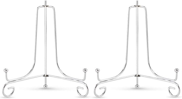 Artliving 2 Pack 6" Silver Iron Plate Stand, Easel Display for Photos, Cookbooks, Decorative Plates, Tablets
