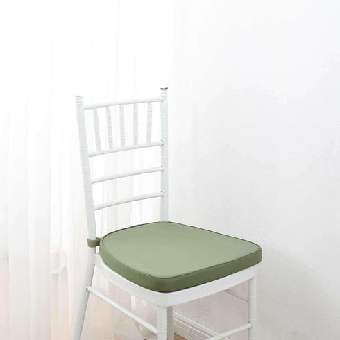2" Efavormart Dusty Sage Green Chiavari Chair Pad, Memory Foam Seat Cushion with Ties and Removable Cover Thick