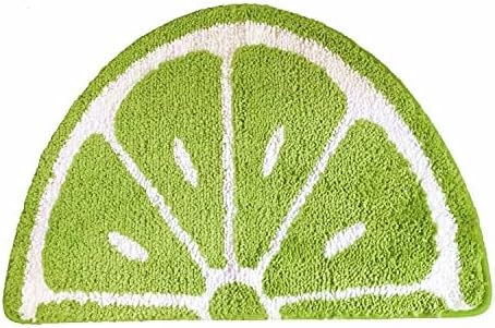 Baby Playtime Cozy Lemon Cute Fruits Half Round Shaped Bedroom Bathroom Doorway Kitchen Floor Rug Carpet Water Absorption Non-Slip mat for Kid's Room (Green, 45x65CM) by HYST