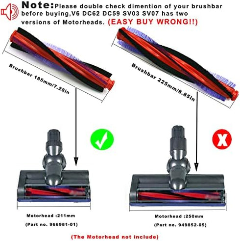 185mm Brush Bar Rolling Brush Replacement for Dyson V6 Slim, Vacuum Cleaner Parts, Part no. 963830-01