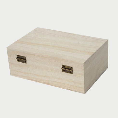 Zhou Pine Wood Storage Box - Natural DIY Accessories Set with Hinged Lid, Perfect for Art Lovers and Family Collections