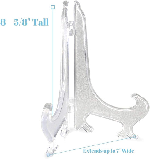 BANBERRY DESIGNS Large Clear Plastic Easels, 9 Inches High, Pack of 10 for Displaying Pictures