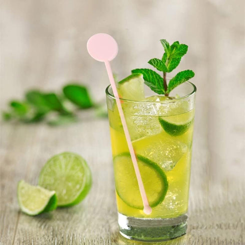 FOYARA 7 Inches Cocktail Swizzle Stick, Disc Top Drink Stirrers, Pack of 50 Plastic Stirrers