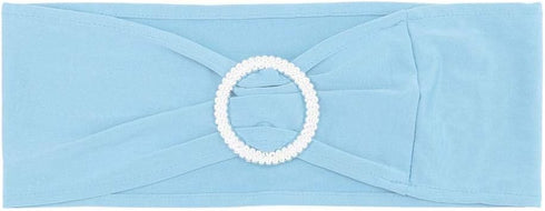 Tvoip 10PCS Chair Cover Stretch Band with Buckle Slider Sashes for Wedding Banquet Decoration (Light Blue)
