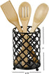 Home Basics Heavy Duty Steel Lattice Cutlery Holder, Utensil Organizer, Rust-resistant, Black, 5" x 5" x 7"