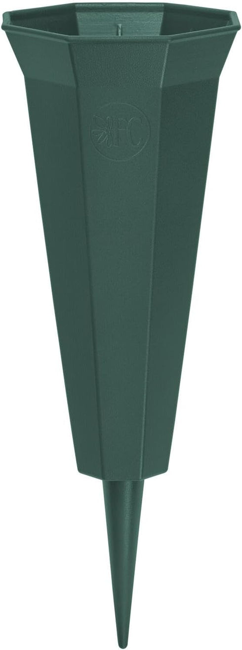 FloraCraft Affinity Green Plastic Cemetery Vase with Permanent Spike, 4.4 inch x 12.75 inch