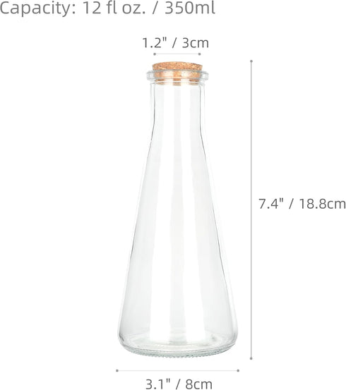 Magic Season Decorative Glass Bottles with Cork Stoppers, 2 Pcs (12 fl oz. Tapered Bottles)