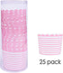 Webake Full Size Paper Baking Cups, 6oz Pink Cupcake Liners for Cupcake Bath Bomb, Set of 25 (Pink Stripe).