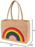KAF Home Jute Market Tote Bag with Handles, Triple Stripe