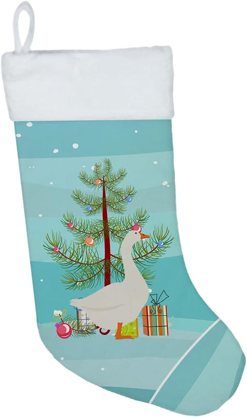 Caroline's Treasures BB9259CS Embden Goose Christmas Stocking, Teal Holiday Decor