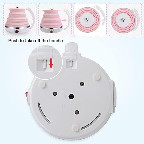 Upgrade Travel Kettle, ShineMe Food Grade Silicone Dual Voltage 110-220V Ultrathin Portable Electric Water Kettle with