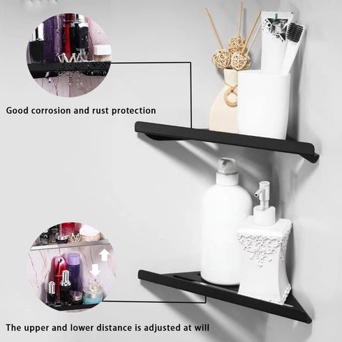 Biutimarden 2 Pack 304 Corner Shower Shelves - Stainless Steel Bathroom Shower Caddy for Toilet, Dorm - No Drilling