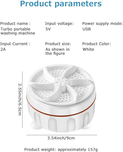 Portable Washer USB Powered Cleaning Washing Machine Mini Turbo Washer for Socks Underwear and Baby Clothes