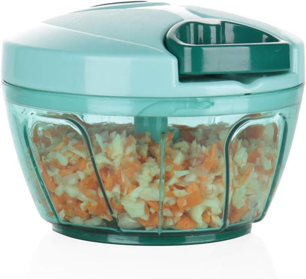 Ourokhome Manual Food Processor Vegetable Chopper, Portable Hand Pull String Garlic Mincer, 500ml, Blue