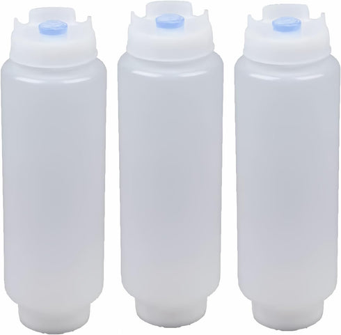 Squeeze Bottle Refillable 16 oz - Blue Tip (Blue) 3 Pack